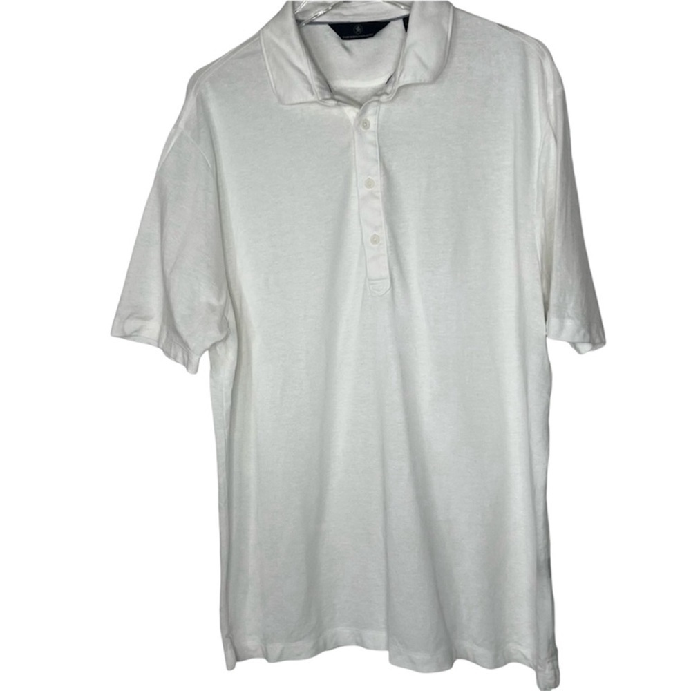 Linen Blend Polo Shirt Hart Schaefer Marx Collar Button Up Short Sleeve Golf Lrg